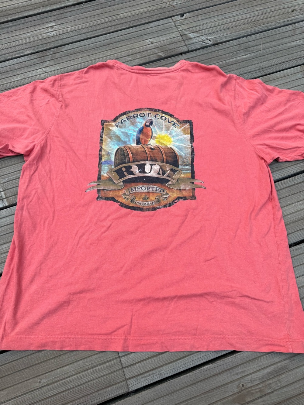 Vintage Faded Glory Parrot Cove Coral Graphic Rum Tee